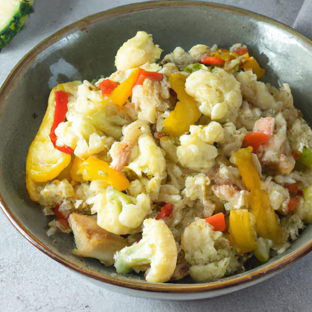 A delectable recipe that combines a variety of fresh vegetables with fluffy rice, resulting in a satisfying bowl of goodness.