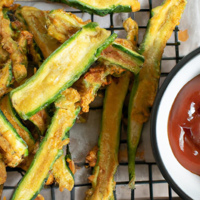 Recipe for zucchini fries with ketchup.