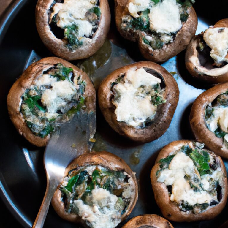 Recipe: Stuffed mushrooms with spinach and goat cheese.