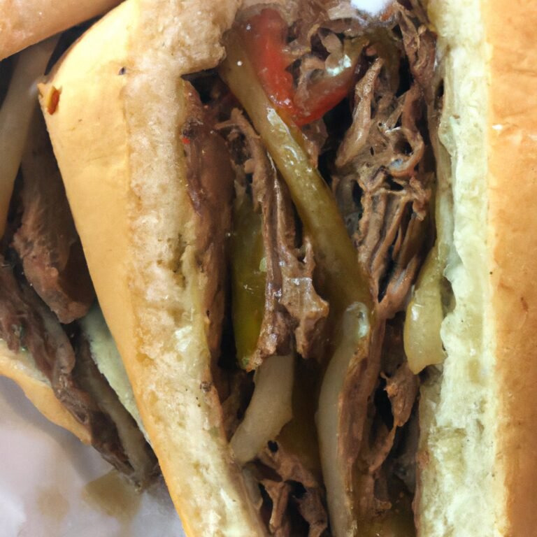 Recipe: A mouthwatering sandwich with a delectable combination of meat, peppers, and onions.