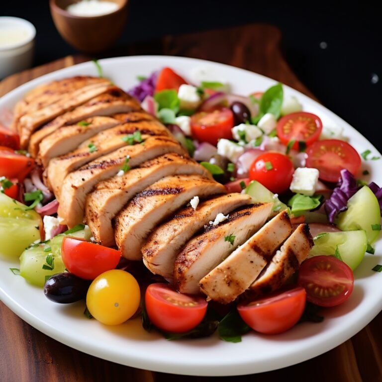Greek-Inspired Salad with Sliced Chicken