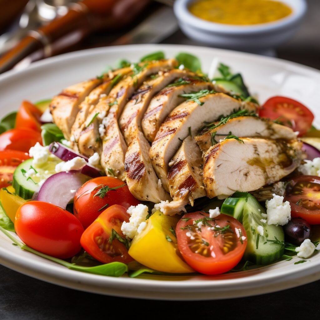 Keto Greek-Inspired Salad with Roasted Chicken