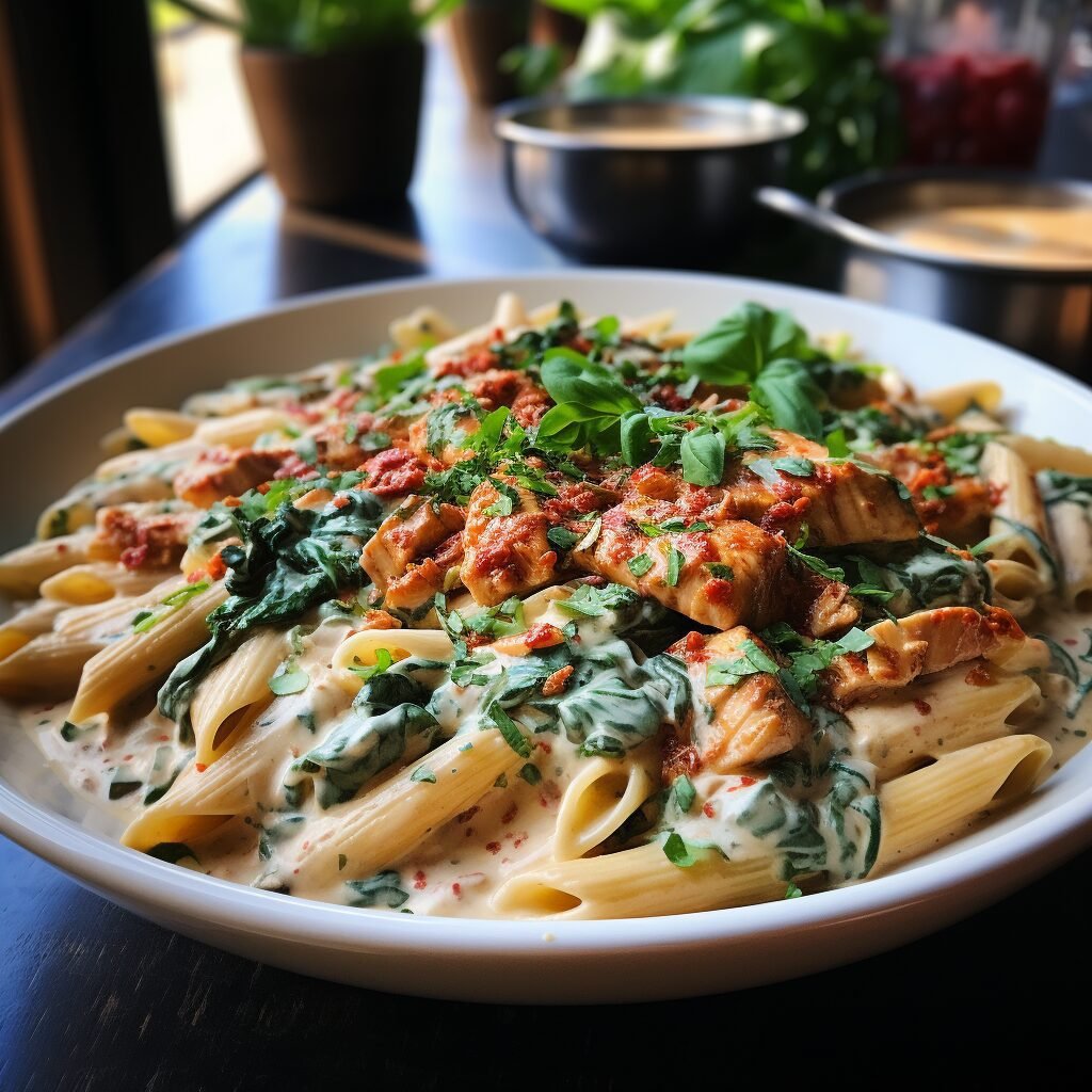 Tuscany is known for its simple yet flavorful dishes that celebrate fresh local ingredients. The combination of tender chicken, aromatic herbs, creamy sauce, and al dente pasta creates a hearty and satisfying meal that embodies the essence of traditional Italian cuisine.