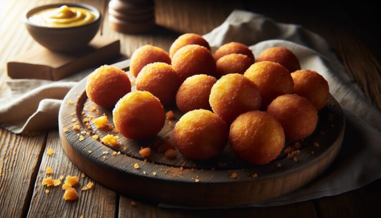 A plate of donuts on a wooden table.