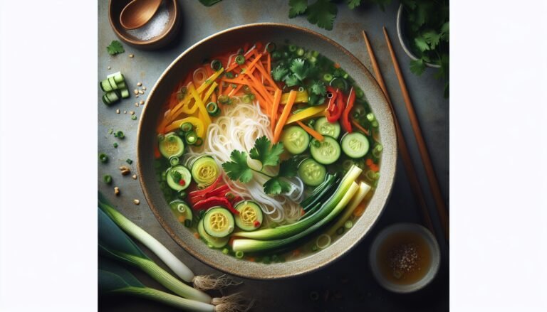 A bowl of noodle soup with vegetables and chopsticks.