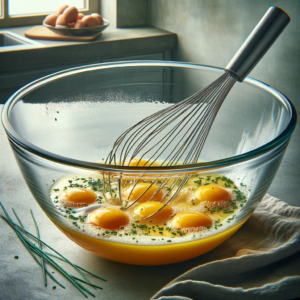 A glass bowl with eggs in it.